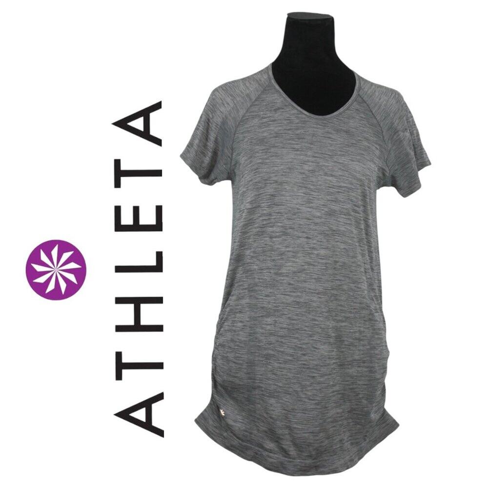 Athleta Grey Heathered Crewneck Short Sleeve Shirt Size Medium
